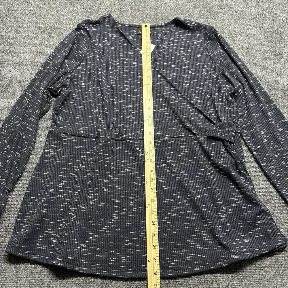 Lane Bryant Blouse Size 18 20 Charcoal Ribbed Faux Wrap Comfy Causal Office NEW - Picture 8 of 10